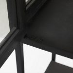 Arelius 36L x 18W x 63H Black-Brown Wood W/ Black Metal Base Display Cabinet