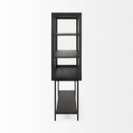 Arelius 36L x 18W x 63H Black-Brown Wood W/ Black Metal Base Display Cabinet