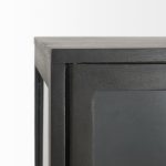 Arelius 36L x 18W x 63H Black-Brown Wood W/ Black Metal Base Display Cabinet