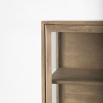 Arelius 36L x 18W x 63H Light Brown Wood W/ Black Metal Base Display Cabinet