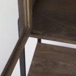 Arelius 36L x 18W x 63H Medium Brown Wood W/ Black Metal Base Display Cabinet