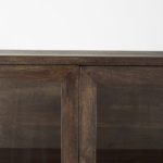 Arelius 36L x 18W x 63H Medium Brown Wood W/ Black Metal Base Display Cabinet