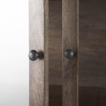 Arelius 36L x 18W x 63H Medium Brown Wood W/ Black Metal Base Display Cabinet