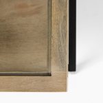 Arelius 42" Square Glass-Top Light Brown w/ Black Metal Base Display Coffee Table