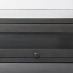 Arelius 42"L Rectangular Glass-Top Black-Brown Wood w/ Black Metal Base Display Coffee Table