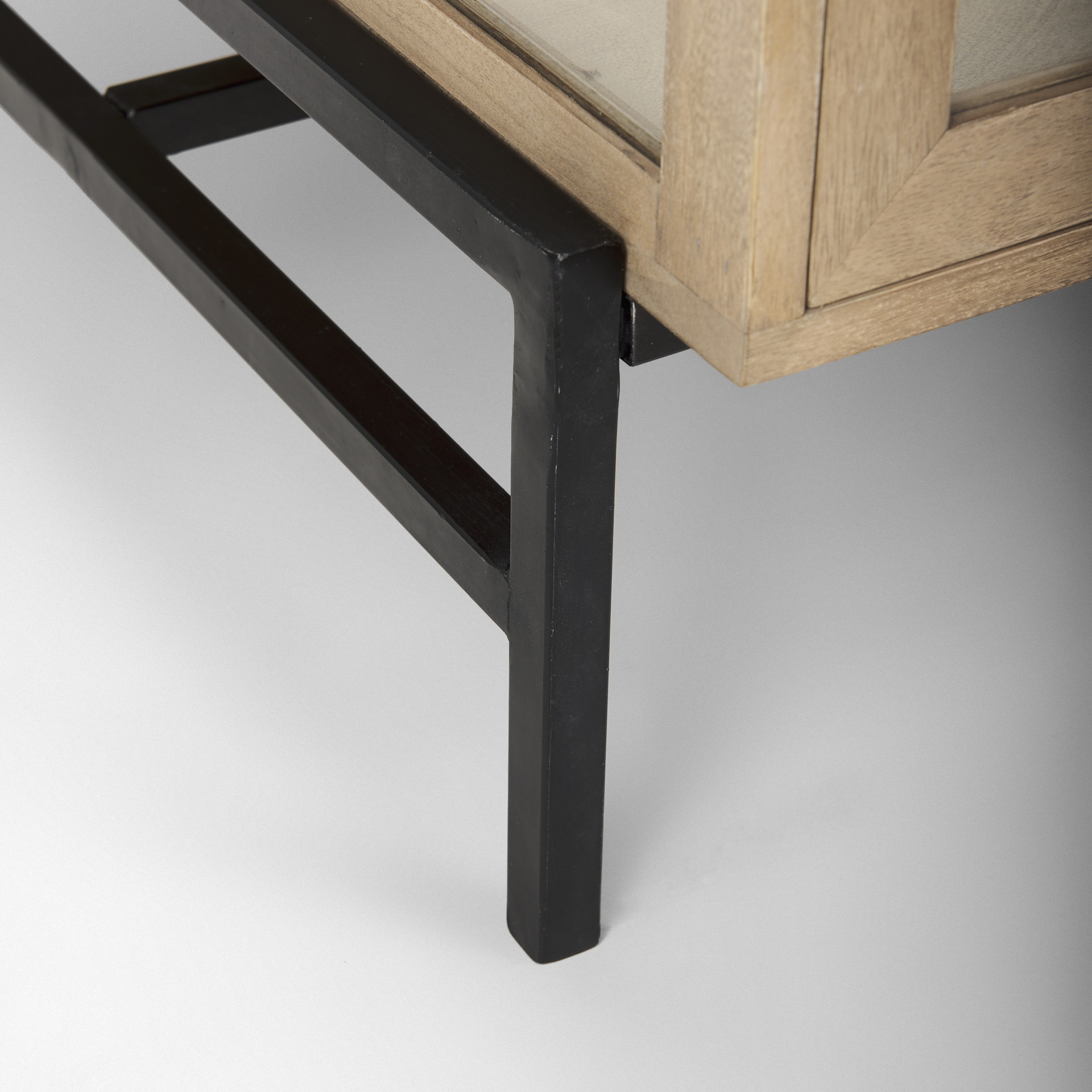 Arelius 42"L Rectangular Light Brown Wood w/ Black Metal Base Display Coffee Table 10 Arelius 42"L Rectangular Light Brown Wood w/ Black Metal Base Display Coffee Table - Image 10