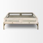 Arelius 42L x 42W x 15H White Wood W/ Gold Metal Base Square Display Coffee Table