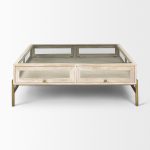 Arelius 42L x 42W x 15H White Wood W/ Gold Metal Base Square Display Coffee Table