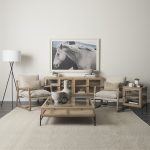 Arelius 70L x 18W x 32H Light Brown Wood, Black Metal Base w/ 4 Glass Cabinet Doors Sideboard