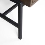 Arelius 70L x 18W x 32H Medium Brown, Black Metal Base w/ 4 Glass Door Cabinets Sideboard