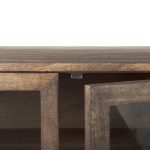 Arelius 70L x 18W x 32H Medium Brown, Black Metal Base w/ 4 Glass Door Cabinets Sideboard