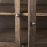Arelius 70L x 18W x 32H Medium Brown, Black Metal Base w/ 4 Glass Door Cabinets Sideboard