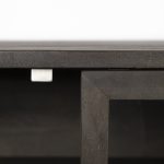 Arelius 70x18 Black-Brown Wood, Black Metal Base w/ 4 Glass Cabinet Doors Sideboard