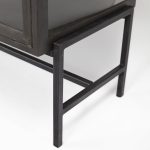 Arelius 70x18 Black-Brown Wood, Black Metal Base w/ 4 Glass Cabinet Doors Sideboard