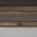 Arelius Rectangular Glass-Top Medium Brown Wood w/ Black Metal Base Display Coffee Table