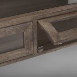 Arelius Rectangular Glass-Top Medium Brown Wood w/ Black Metal Base Display Coffee Table