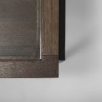 Arelius Rectangular Glass-Top Medium Brown Wood w/ Black Metal Base Display Coffee Table