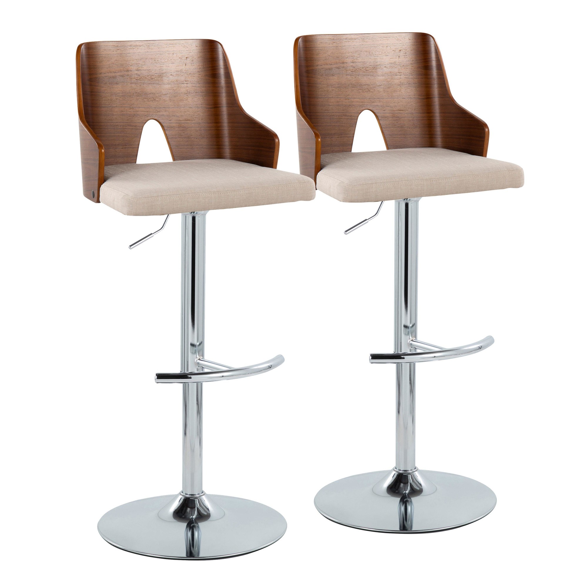 Ariana Mid-Century Modern Beige Swivel Barstools (Set of 2) 5 Ariana Mid-Century Modern Beige Swivel Barstools (Set of 2) - Image 5