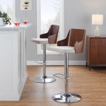 Ariana Mid-Century Modern Swivel Adjustable Barstool Chrome Walnut Beige (Set of 2) 10 Ariana Mid-Century Modern Swivel Adjustable Barstool Chrome Walnut Beige (Set of 2)