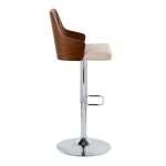 Ariana Mid-Century Modern Swivel Adjustable Barstool Chrome Walnut Beige (Set of 2) 14 Ariana Mid-Century Modern Swivel Adjustable Barstool Chrome Walnut Beige (Set of 2)