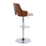 Ariana Mid-Century Modern Swivel Adjustable Barstool Chrome Walnut Beige (Set of 2) 15 Ariana Mid-Century Modern Swivel Adjustable Barstool Chrome Walnut Beige (Set of 2)