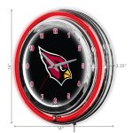 Arizona Cardinals 14 Inch Neon Chrome Clock NFL Licensed