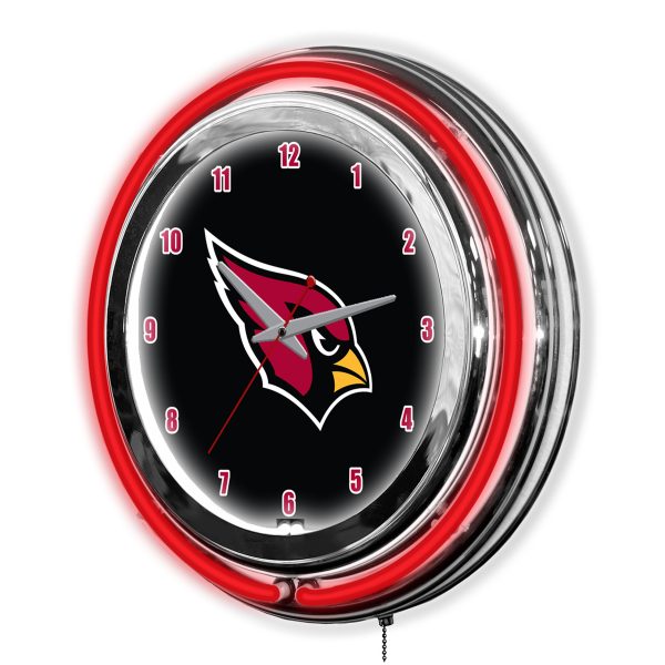 Arizona Cardinals 14 Inch Neon Chrome Clock NFL Licensed 2