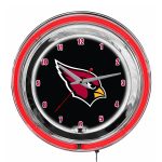Arizona Cardinals 14 Inch Neon Chrome Clock NFL Licensed