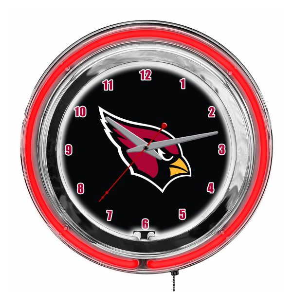 Arizona Cardinals 14 Inch Neon Chrome Clock NFL Licensed 3