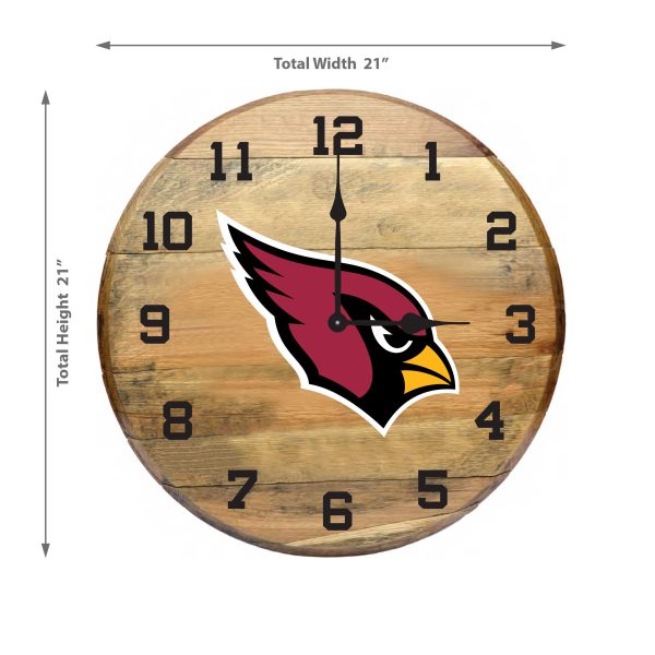 Arizona Cardinals Oak Barrel Clock Authentic Kentucky Whiskey Barrel 2