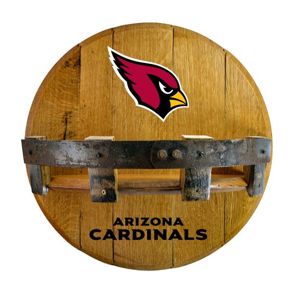 Arizona Cardinals Oak Whiskey Barrel Bar Shelf 1