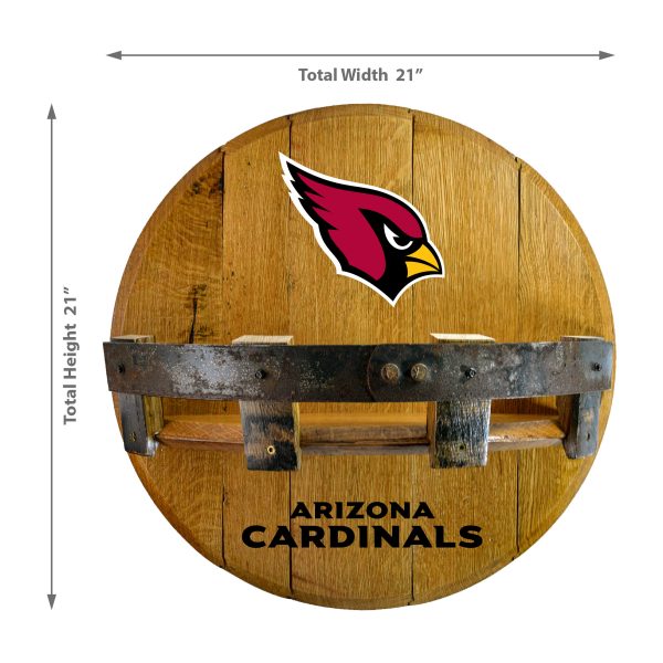 Arizona Cardinals Oak Whiskey Barrel Bar Shelf
