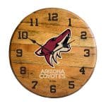 Arizona Coyotes Oak Barrel Clock 4 Arizona Coyotes Oak Barrel Clock