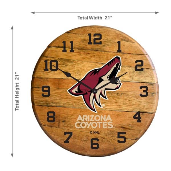 Arizona Coyotes Oak Barrel Clock 2