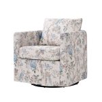 Armando Bird Floral Linen Swivel Accent Chair
