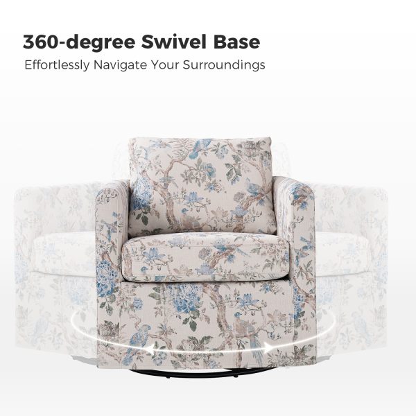 Armando Bird Floral Linen Swivel Accent Chair 2