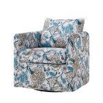 Armando Blue Floral Chenille 360 Swivel Slipcovered Accent Chair 7 Armando Blue Floral Chenille 360 Swivel Slipcovered Accent Chair