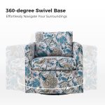 Armando Blue Floral Chenille 360 Swivel Slipcovered Accent Chair 8 Armando Blue Floral Chenille 360 Swivel Slipcovered Accent Chair
