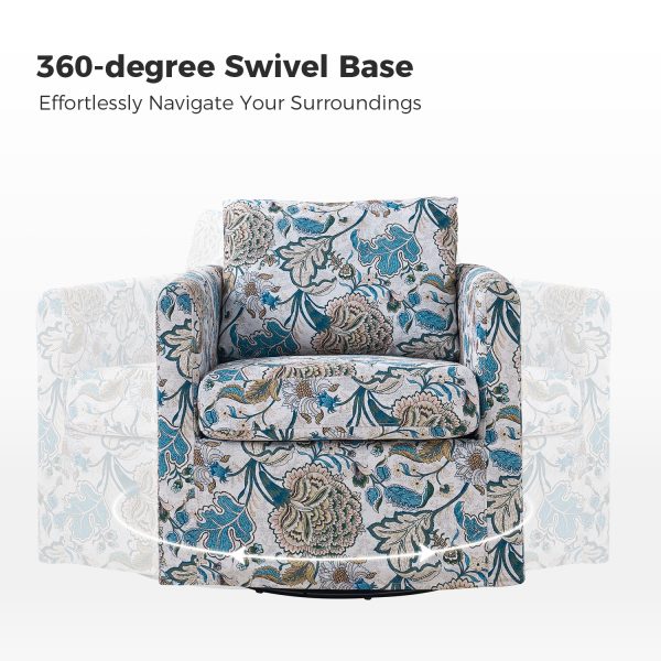 Armando Blue Floral Chenille 360 Swivel Slipcovered Accent Chair 2