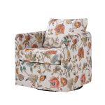 Armando Floral Swivel Accent Chair with Removable Slipcover
