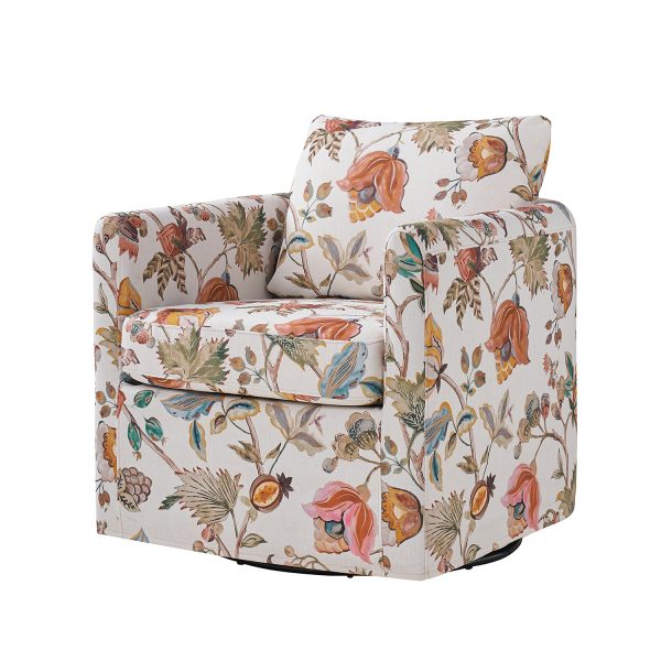 Armando Floral Swivel Accent Chair with Removable Slipcover 1