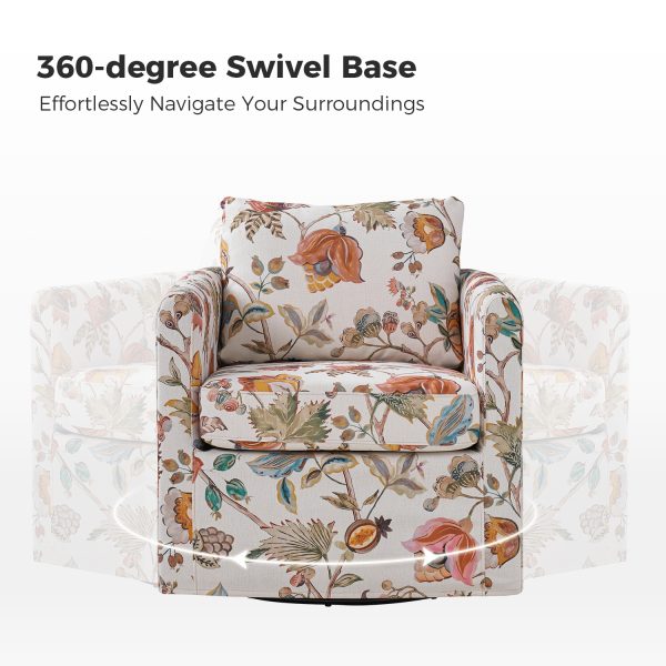 Armando Floral Swivel Accent Chair with Removable Slipcover 2
