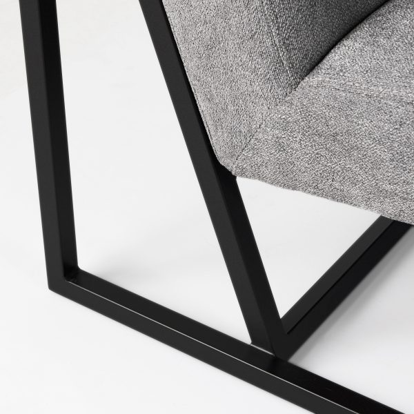 Armelle Gray Fabric Seat WBlack Metal Frame Accent Chair 10