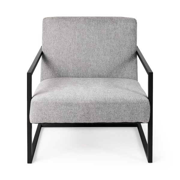 Armelle Gray Fabric Seat WBlack Metal Frame Accent Chair 2