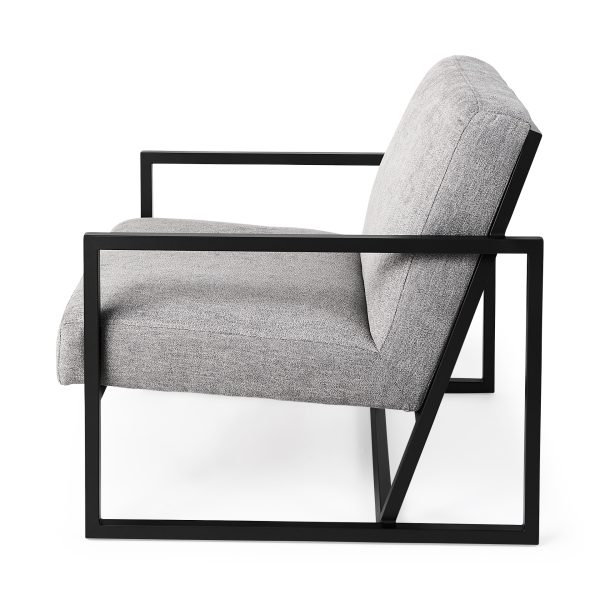 Armelle Gray Fabric Seat WBlack Metal Frame Accent Chair 3