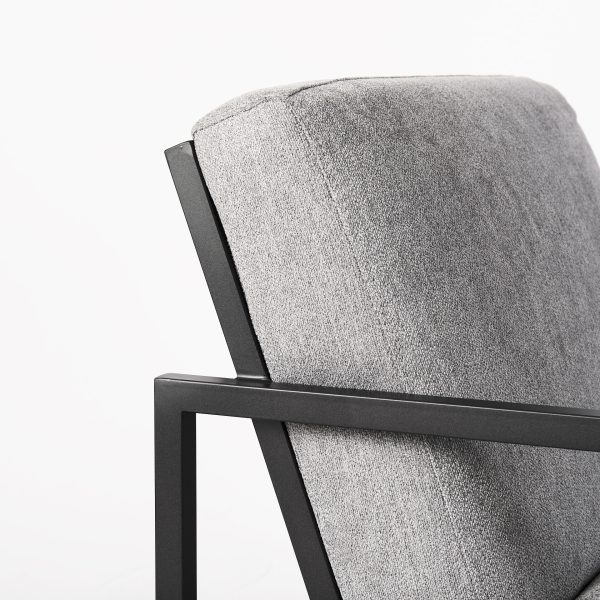 Armelle Gray Fabric Seat WBlack Metal Frame Accent Chair 6