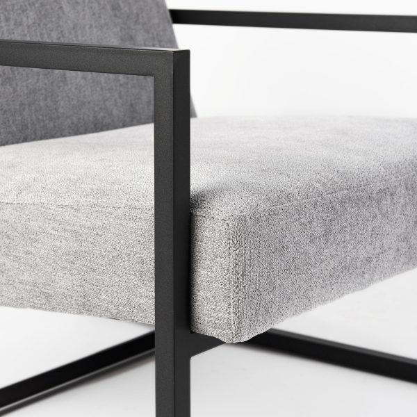 Armelle Gray Fabric Seat WBlack Metal Frame Accent Chair 7