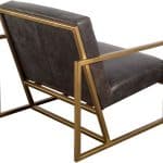Armelle I Black Leather Seat w/Gold Metal Frame Accent Chair