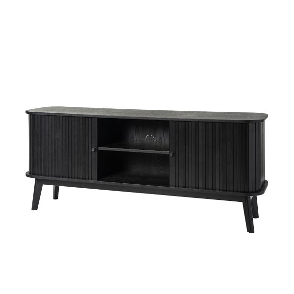 Armin Black Modern 57 Inch Sliding Door TV Stand 1