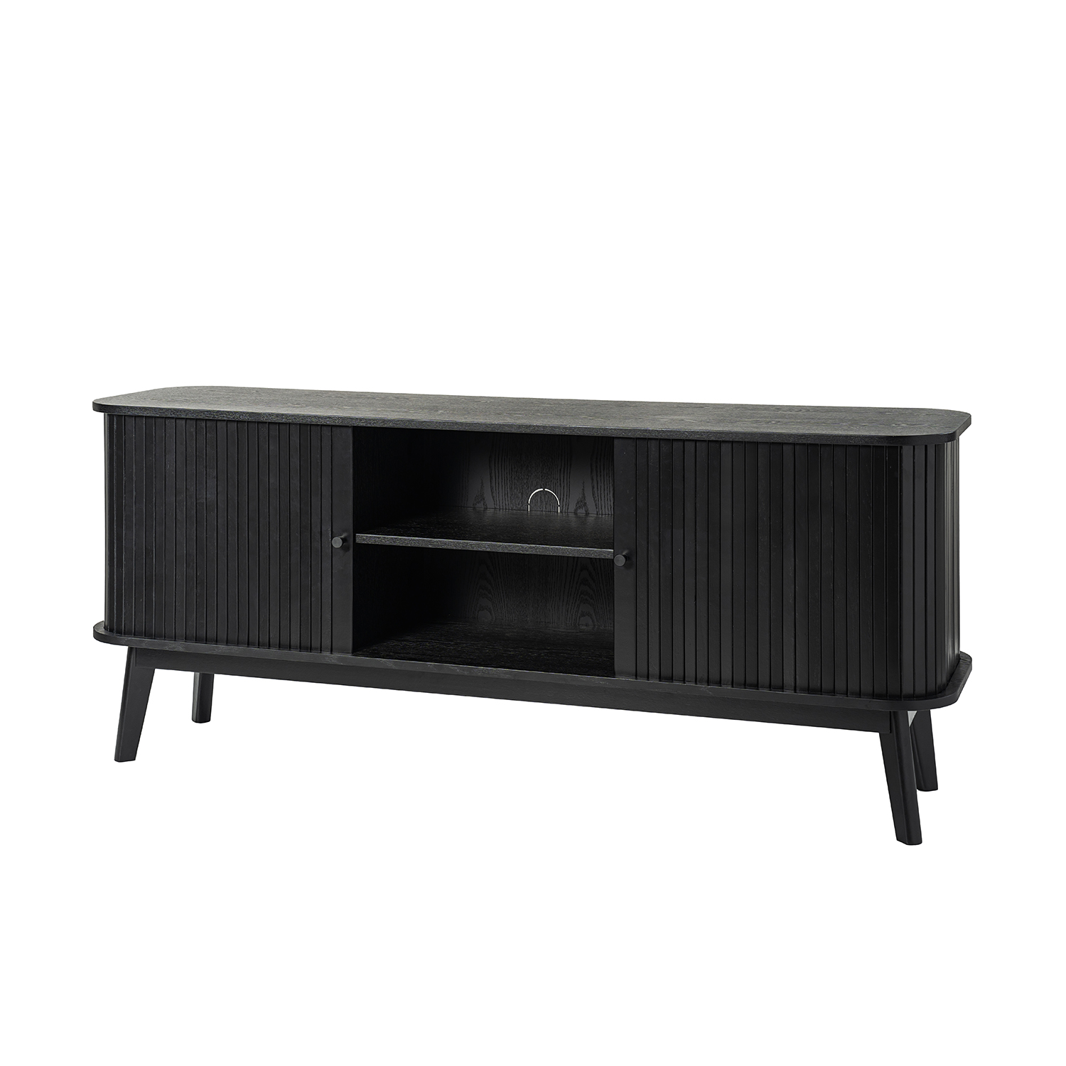 Armin Black Modern 57-Inch Sliding Door TV Stand 2 Armin Black Modern 57-Inch Sliding Door TV Stand - Image 2